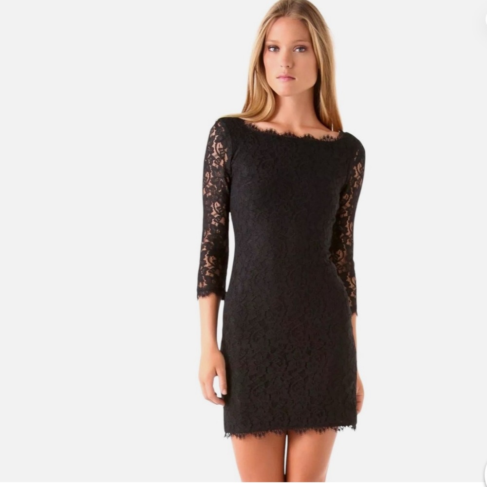 Diane Von Furstenberg Elegant Black Lace Dress